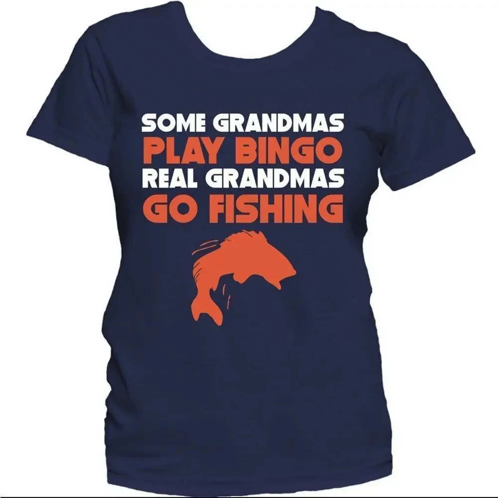 NWT Grandmas Go Fishing short‎ sleeved navy t shirt L